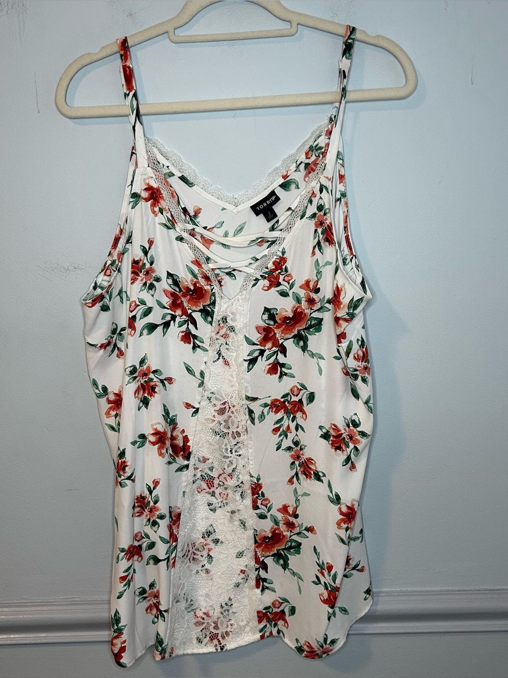 Torrid White & Orange Floral Georgette Lace Cami Size 2X - Picture 2 of 10